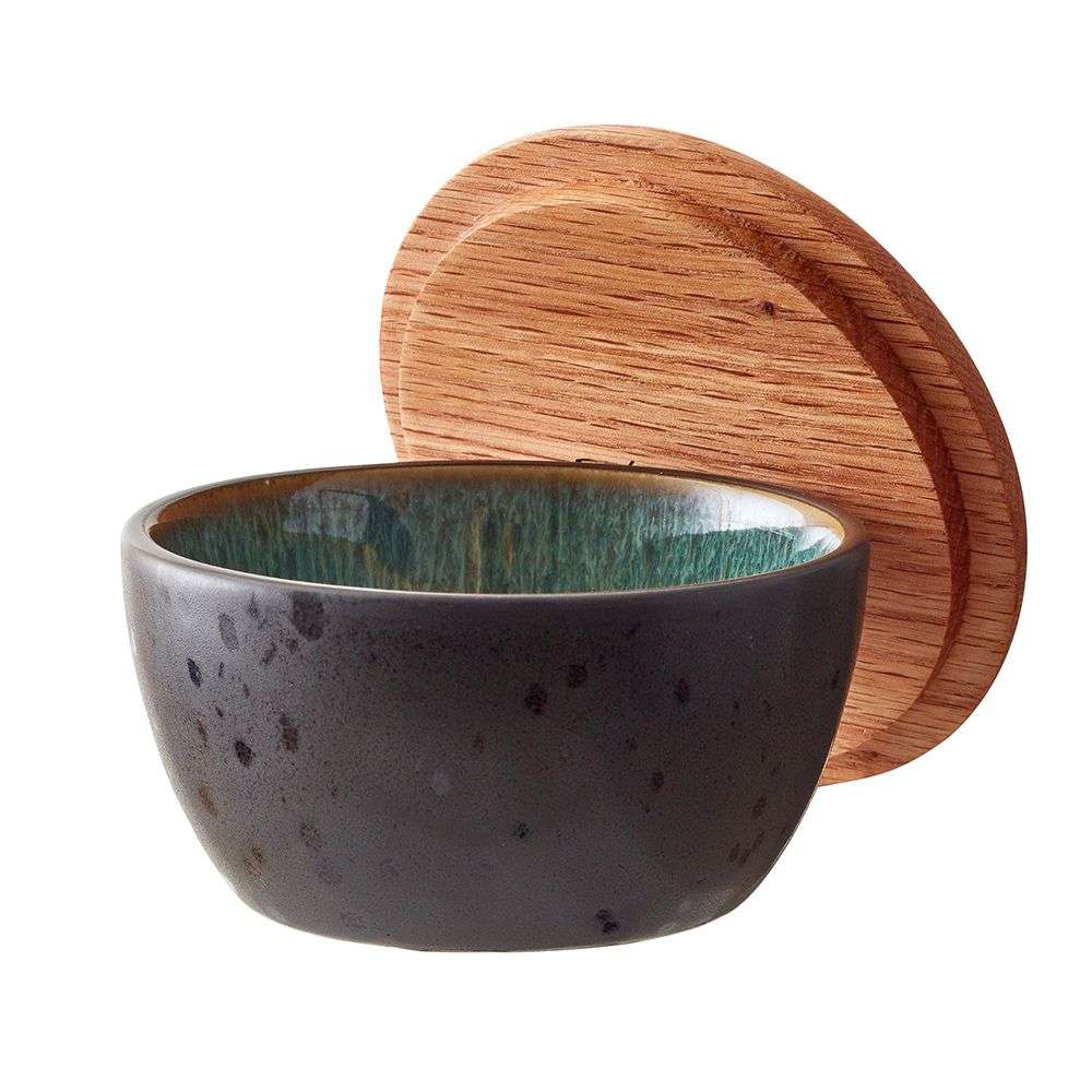 Bitz Living Stoneware Bowl With Lid Set 3 Pcs Black, Green